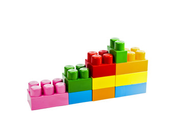 Colorful stacked toy plastic building blocks