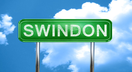 Swindon vintage green road sign with highlights