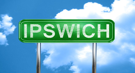 Ipswich vintage green road sign with highlights