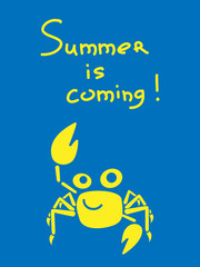 Summer funny illustration. Funny Crab.