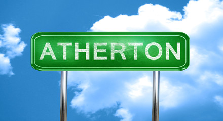 Obraz premium Atherton vintage green road sign with highlights