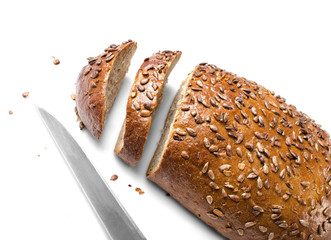 Loaf of Wholemeal Bread and Knife