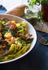 Delicious Italian pasta with seafood