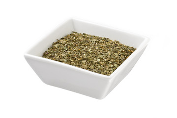 tea leaves in container.