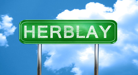 herblay vintage green road sign with highlights