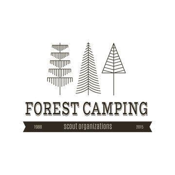 Camping and outdoor adventure logo, design element with text.