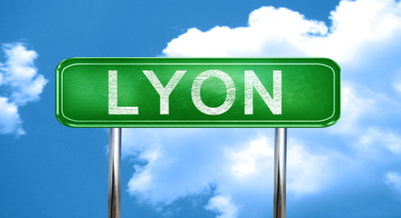 lyon vintage green road sign with highlights