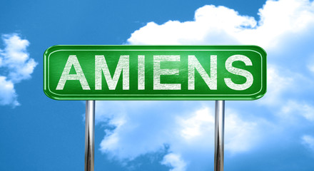 amiens vintage green road sign with highlights