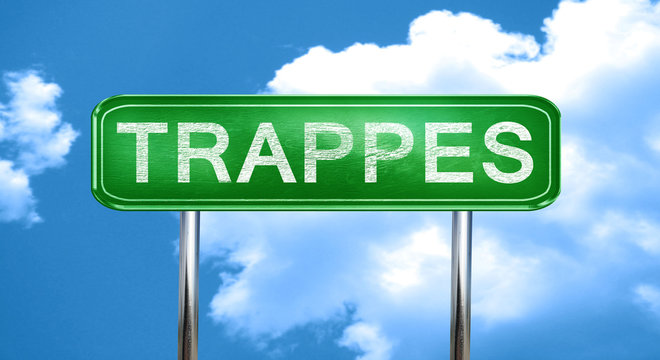trappes vintage green road sign with highlights