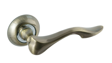Door handle of bronze on a white background side view