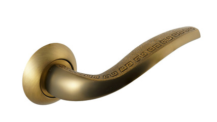 Door handle of bronze on a white background side view