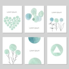 Set of artistic universal cards. Wedding, birthday, party, Valentine's day, universally. Design for card, invitation, placard, poster, brochure, flyer. Vector. Hand Drawn wartercolor textures. - 110795539