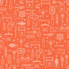 Summer barbecue and grill lseamless pattern