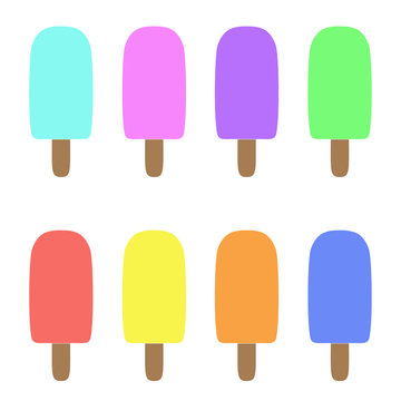 colorful pastel ice-cream popsicle icon vector