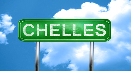 chelles vintage green road sign with highlights