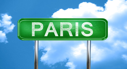 paris vintage green road sign with highlights