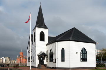 Ex Norwegian Church now a cafe in Cardiff Bay