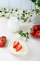 cottage cheese with strawberry and fresh berries