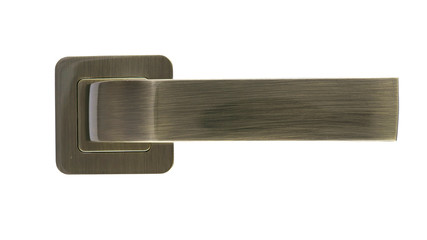 Door handle of bronze on a white background front view