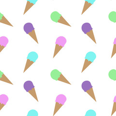 colorful pastel ice cream cone pattern seamless vector
