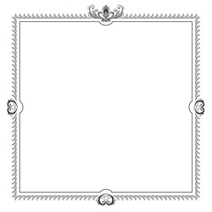 Decorative square vector frame with swirls and leaves. 