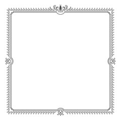 Decorative square vector frame with swirls and leaves. 