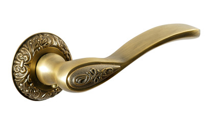 Door handle of bronze on a white background side view
