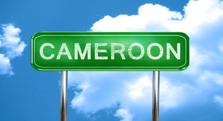 Cameroon vintage green road sign with highlights