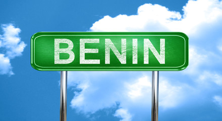 Benin vintage green road sign with highlights