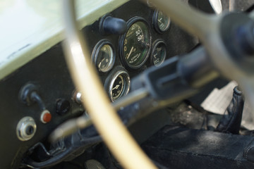 Dashboard of a vintage car
