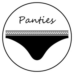 Black T-string panties with frill for flat icon.