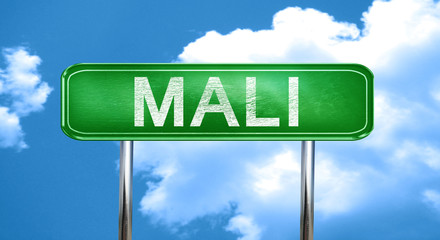Mali vintage green road sign with highlights