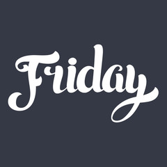 Friday lettering. Hand written Friday poster. Modern hand letter