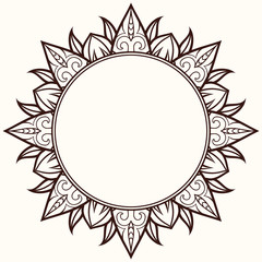 Vector frame in shape of a circle. Vintage round frame