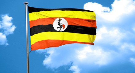Uganda flag waving in the wind