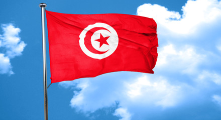 Tunesia flag waving in the wind