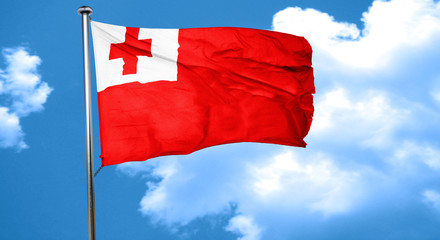 Tonga flag waving in the wind