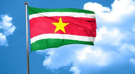 Suriname flag waving in the wind