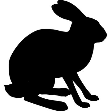 rabbit silhouette. black illustration. animal icon