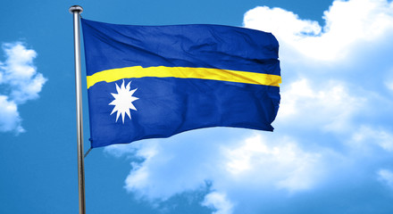 Nauru flag waving in the wind