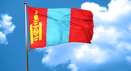Mongolia flag waving in the wind