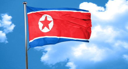 North Korea flag waving in the wind