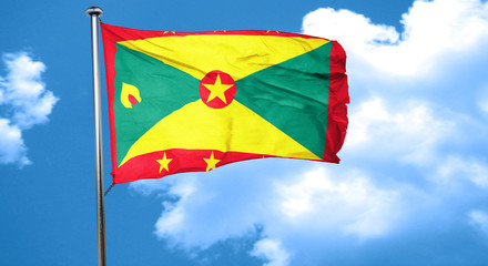 Grenada flag waving in the wind