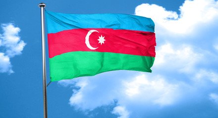 Azerbaijan flag waving in the wind