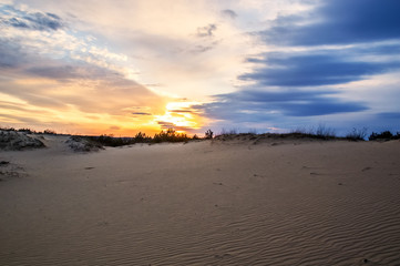A beautiful landscape, sunset at the sand quarry, sand