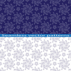 Seamless vector patterns with abstract monochrome flowers. Pattern swatches are included in the EPS file.