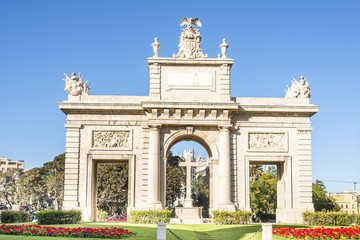 Fototapeta na wymiar Sea Gate (Porta de la Mar) Square in Valencia