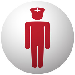 Red Doctor icon on white ball