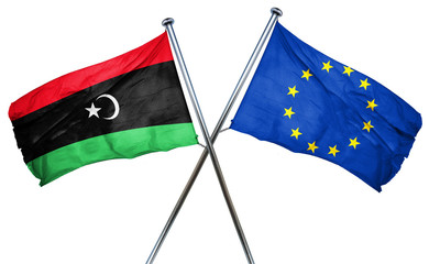 Libya flag  combined with european union flag