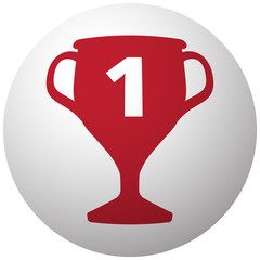 Red Trophy icon on white ball